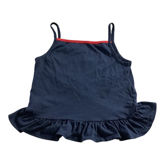 Tommy Hilfiger Girls Navy Tank Top With Ruffled Hem Size 8-10 Rainbow Print - Picture 2 of 11